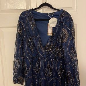 Boohoo Plus Navy Lace + Sequin Dress - #New Year  #Birthday . US 14 - UK 18